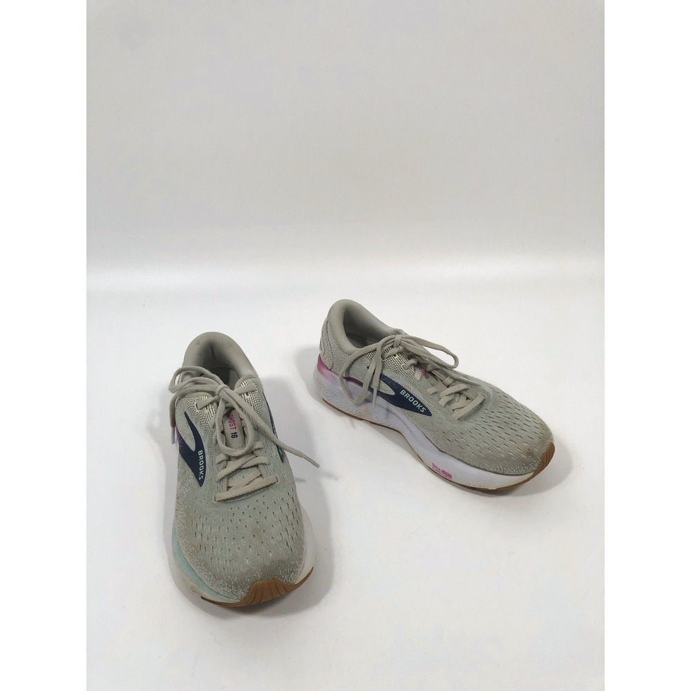 Brooks Ghost 16 Running Shoes Womens 7 D Gray Pink Cushion Comfort Sneakers
